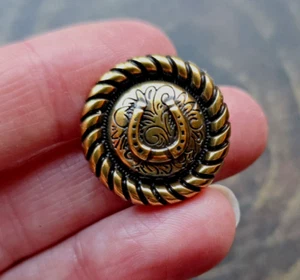 22mm Horseshoe Magnetic Concho Pin Brooch, gold tone.  Equestrian. Luck Gift - Picture 1 of 5