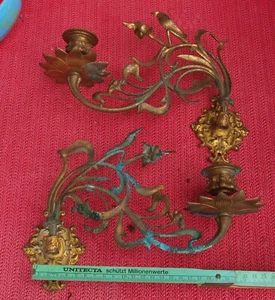 2 Stück Kerzenwandleuchte/Kerzenhalter/Kerzenhalter Messing/Bronze Antik - Bild 1 von 4