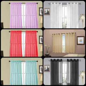 1 PIEZA REVESTIMIENTO VENTANA CON VOLANTES TRANSPARENTES TRITURADOS PANEL CORTINA CENEFA RUBÍ 36 - Imagen 1 de 5