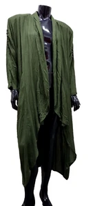 1980s New Wave Coat Avant-garde Olive Green Shoulders Unisex Androgynous XL 1X - Picture 1 of 24