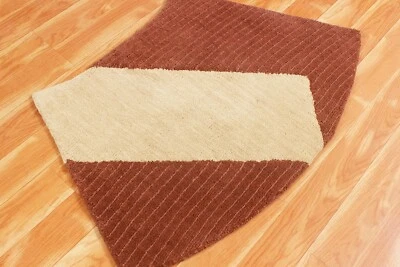 Brown Hand Loom Modern Small Carpet Living Room Natural Wool Area Rug 2x3 ft - Image 1 of 4