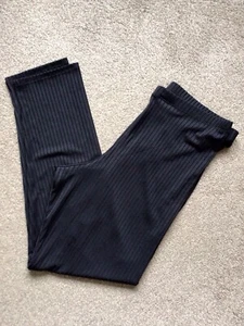 BOOHOO TALL BLACK THINK RIBBED MID RISE LEGGINGS TROUSERS SIZE 10 NEW - Picture 1 of 5