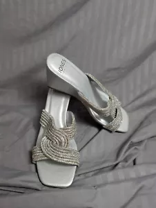 Jones New York Irebbo Wedges Silber Glitzer 7,5 M Damen Neu im Karton - Bild 1 von 9