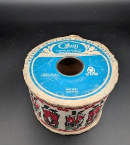 Vintage Christmas Ribbon Offray Printed Santa Clause 2 3/4" 25 yds - Picture 1 of 8