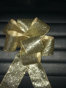 Luxus Drahtkantenband extra breit 2,5" 6,3 cm GLITZERND GOLD - Bild 1 von 8