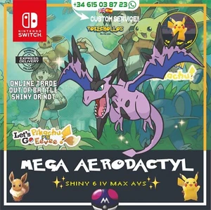 ✨ MEGA AERODACTYL SHINY OR NOT 6IV TRADE ✨ Pokemon Lets Go Pikachu / Eevee 🤎⚡ - Picture 1 of 3