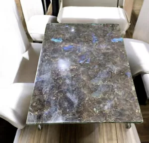 36"x24" Stunning Labradorite Stone Dining Table Handmade Kitchen Slab Furniture - Picture 1 of 9