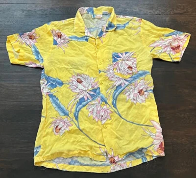 Vintage Hawaiian Islander Yellow Travel Tourism Vacation 1980s Button Up Medium - Image 1 of 4