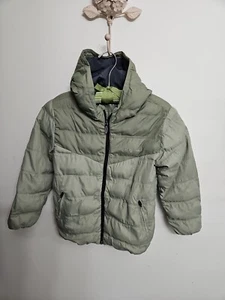Zara Youth Sage Green Hooded Puffer Winter Jacket Sz 8 - Picture 1 of 5