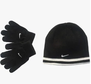 Nike Reversible Youth Boys Winter Hat Beanie Gloves Set 8/20 NWT Black - Picture 1 of 1