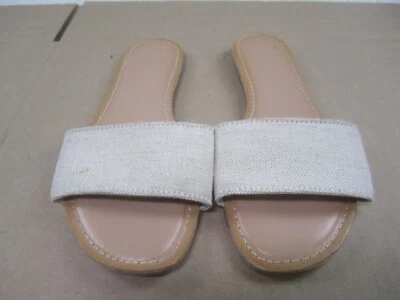 Old Navy Sandals Womens 6 Beige Brown Slip On Slides Fabric Upper Casual Foto 1 de 4