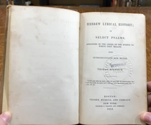 1853 Hebrew Lyrical History, or Select Psalms-Thomas Bulfinch - Picture 1 of 18
