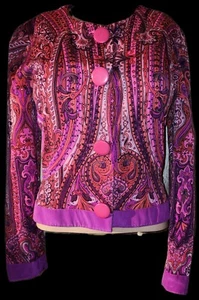 Vintage Designer Jacket Fuschia Paisley Made In Italy Size 8 - Picture 1 of 9