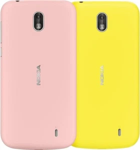 Official Nokia 1 XpressMusic X-Press On Cover Dual Pack Pink & Yellow - Picture 1 of 3