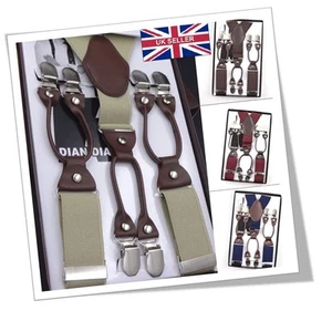 Reino Unido 35 mm 6 clips soportes lisos para hombre suspendedores de alta resistencia ajustable regalo C084 - Imagen 1 de 9