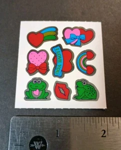 Vintage Stickers Rainbow Hearts Foil Mylar Sticker Mod VTG 80s 90s - Picture 1 of 4