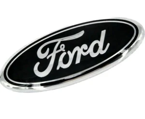 BLACK & CHROME 2005-2014  Ford F150 FRONT GRILLE/TAILGATE 9 inch Oval Emblem 1PC - Picture 1 of 2
