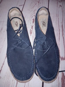 womens ugg leather upper shoe size 8 navy blue - Picture 1 of 3