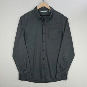 Travis Mathew Shirt Mens Large Gray Check Performance Stretch Button Up Pocket - Picture 1 of 14