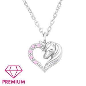 Einhorn-Herz Kinder Premium Halskette 925 Silber für Mädchen Schmuck Geschenk - Picture 1 of 5