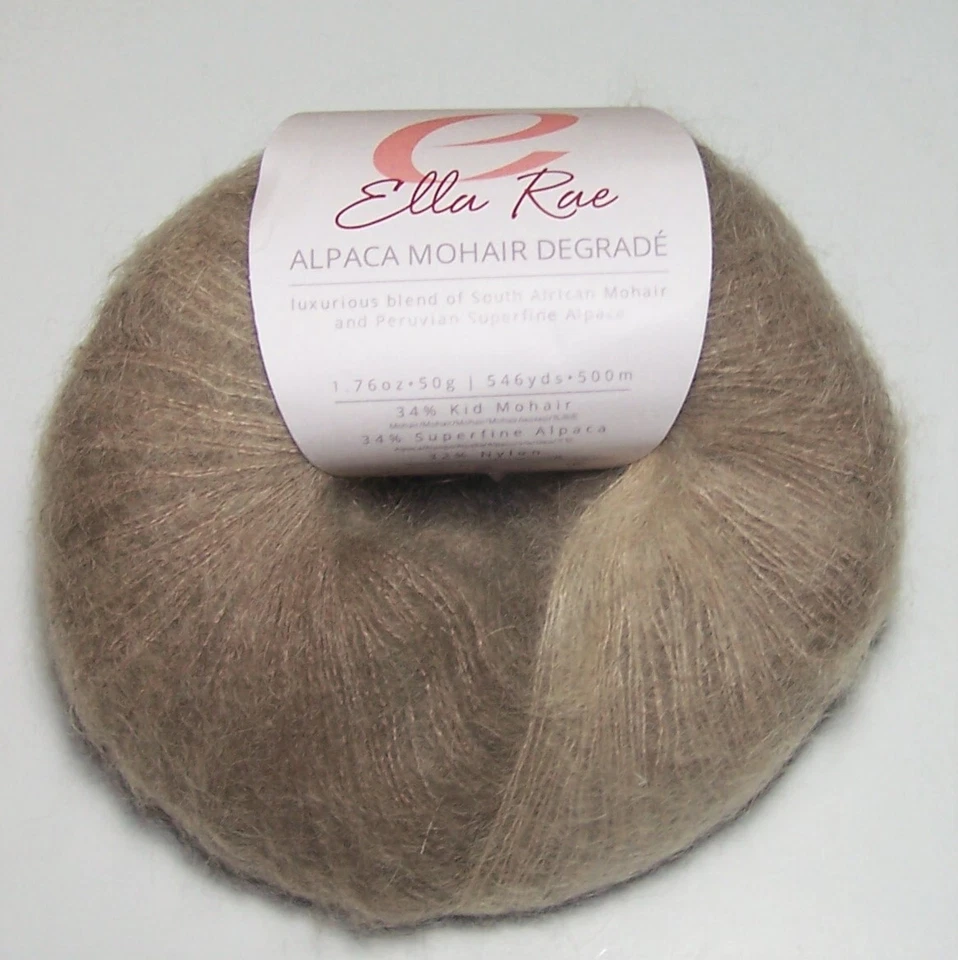 Лот из 7 Ella Rae ALPACA KID МОХЕР DEGRADE кружева веса пряжи #01 SAHARA коричневый - Изображение 1 из 1