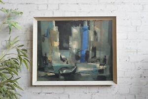 Vtg 60s Mid Century Modern Abstract Cubist Marcel Mouly Street in Spain Print