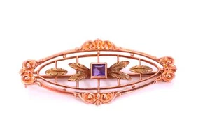 Broche neoclásico amatista natural oro 14kt 12364 - Imagen 1 de 5