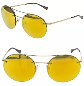 PRADA 54R Linea Rossa Spectrum Gold verspiegelt rund Metall Unisex Sonnenbrille PS54RS - Bild 1 von 10