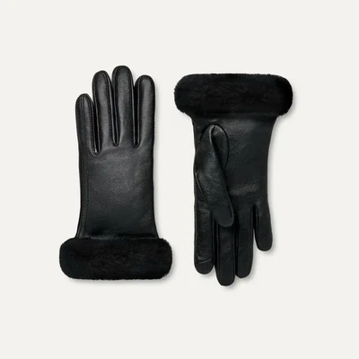 Guantes de ventilación de piel de oveja Ugg de cuero negro talla S-P / nuevos con etiquetas Foto 1 de 4