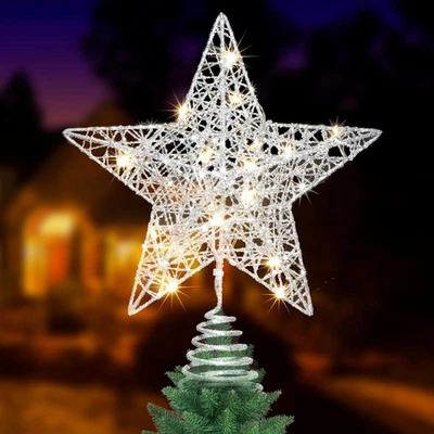Stella Albero Natale, Stella Di Natale per Albero Puntale Top Decorativo Con 10  - Immagine 1 di 4
