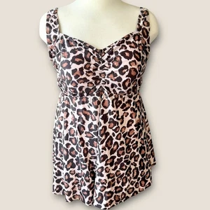 Aqua Eve Leopard Tankini Cami Badeanzug Oberteil ausgestellt integrierter BH Größe 22 W neu Etikett  - Bild 1 von 15