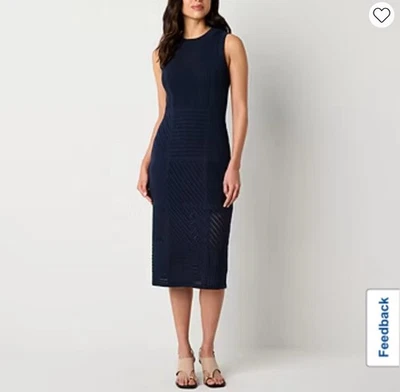 Worthington Women’s Sleeveless Midi Sweater Dress Size XS Navy Blue NWT - Image 1 of 4