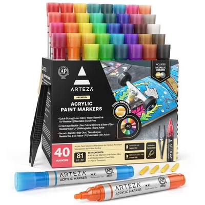 ARTEZA Acrylic Paint Markers, Set of 40 Acrylic Paint Pens Office Product - Image 1 of 4