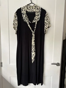 Vestido estampado camisa simulada M&S - Talla 18 mezcla negra - elástico - Imagen 1 de 12