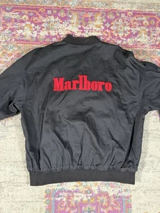 Vintage Marlboro Reversible Bomber Jacket Black Red Size L - Picture 1 of 3