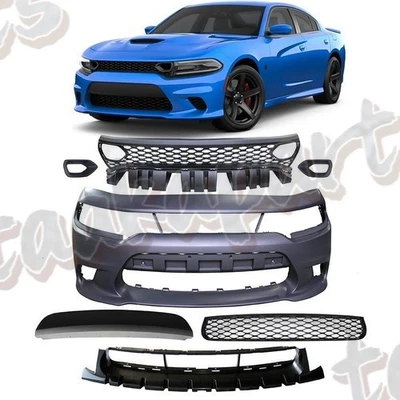 Fit For Dodge Charger 2015-2023 SRT-8 SRT Hellcat FRONT BUMPER Upper Lower Grill - Image 1 of 4