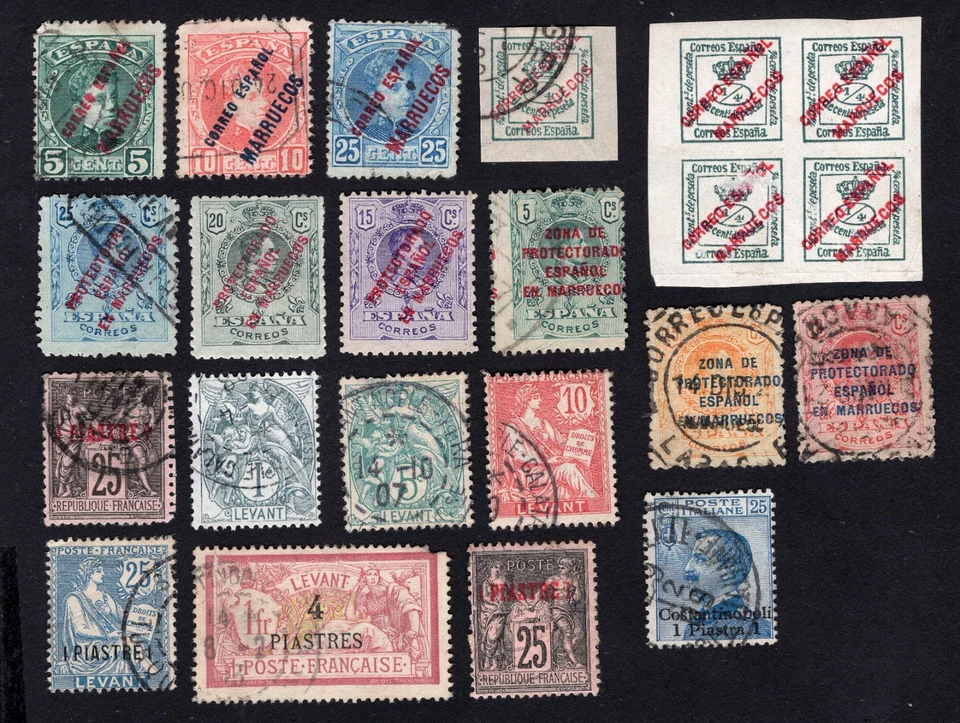 Francobolli Marocco/Levant 1886-1916 Mi#- MH/usato CV=13,3$ - Immagine 1 di 1