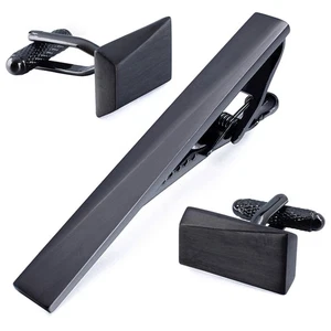 Brushed Gunmetal Angles Cufflinks and Tie Clip Set - Bild 1 von 8