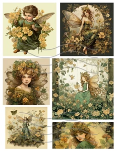 Forest Fairy Collage Sheet Supplies Scrapbook Junk Journal Card Toppers - Picture 1 of 2