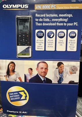 Olympus VN-8000PC Digital Voice Recorder PC Link 1GB 421Hrs New Factory Sealed  - Image 1 of 3