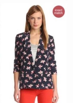 Blazer Joie Jordyn Estampado Floral Seda Azul Marino Rosa Crema Talla Pequeña Foto 1 de 4