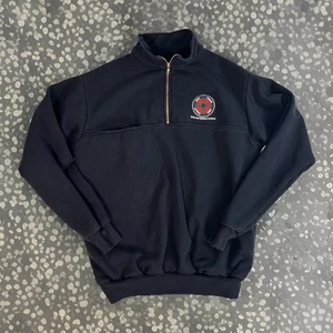 Pullover vintage anni 90 gioco abbigliamento da lavoro EMS Fire Hazmat Rescue 1/4 zip taglia large made in USA - Foto 1 di 10
