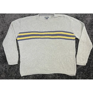 Vintage y2k Mens Cherokee Brand Ribbed w Stripes Gray Sweater XL Grandpacore - Picture 1 of 5
