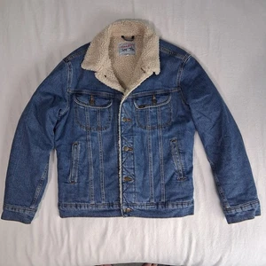 Chaqueta vaquera vintage Lee Storm Rider Sherpa forrada camionero para hombre pequeña grunge - Imagen 1 de 13