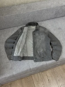 Vintage AllSaints denim suede Y2K jeans jacket size L Men’s Distressed Style - Picture 1 of 14