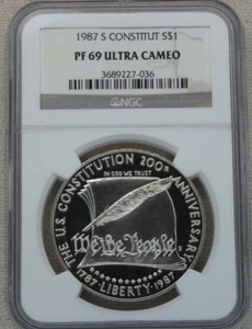 1987-S Constitution Proof Silver Dollar NGC PF 69 US Mint Commemorative $1 - Picture 1 of 2