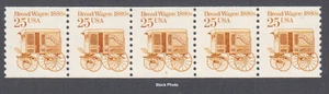 US Postage 1986 - PNC Strip of 5 - Plate #5, Bread Wagon Coil, Sc 2136, MNH - Picture 1 of 1