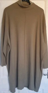 NUTMEG Womens Soft Feel Tunic Dress UK 24 Khaki Long Sleeve L40" N.W.T - Picture 1 of 5