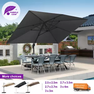 PURPLE LEAF 3 x 4 M Patio Cantilever Outdoor Umbrella with 360 Degree Rotation - Picture 1 of 9