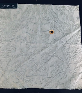 GP & J BAKER Court Damask in Verdigris 17 1/2" Embroidered Cotton Fabric Sample - Picture 1 of 3